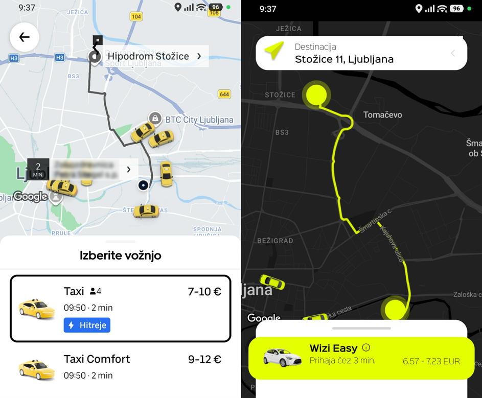 Primerjava Uber in Wizi