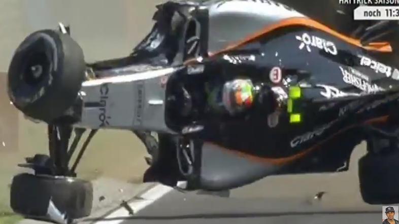 sergio perez madžarska nesreča f1