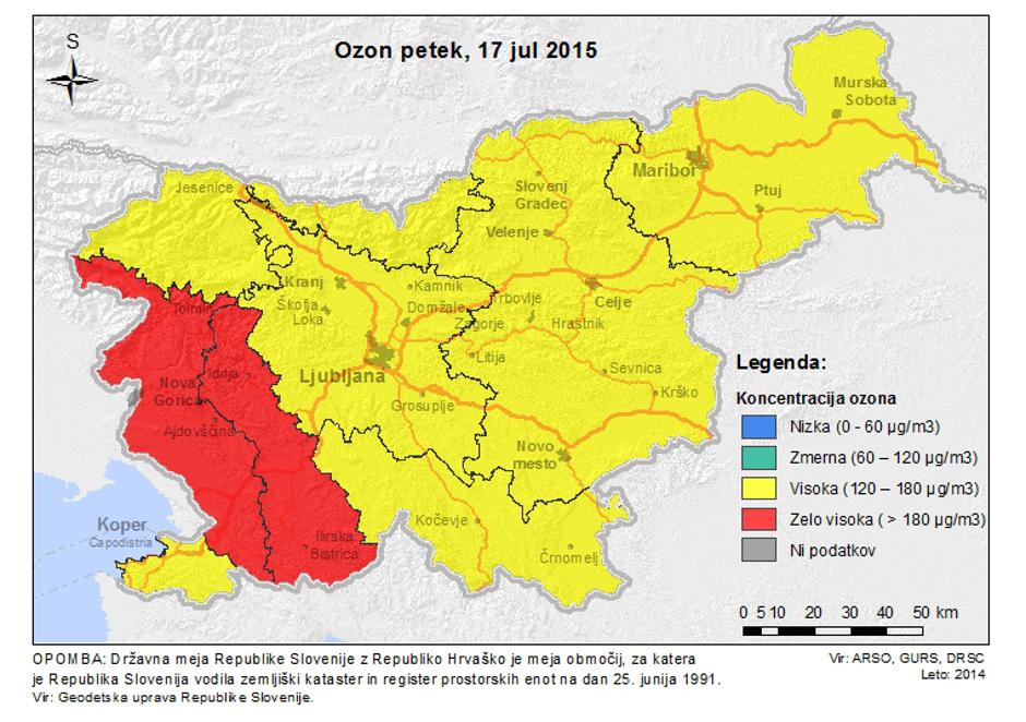 Opozorilo zaradi ozona | Avtor: Arso