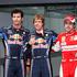 Prvi trije na startu: 2. Webber, 1. Vettel in 3. Alonso.