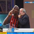 Balotelli Crudeli Birsa studio gol zadetek slavje prst na usta ustih