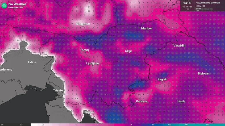 Karta novozapadlega snega