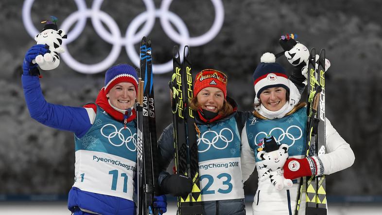 Laura Dahlmeier.  Marte Olsbu, Veronika Vitkova