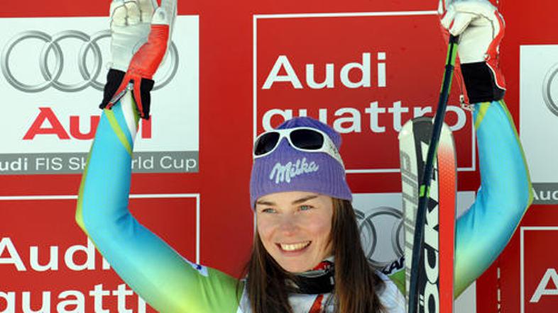 Tina Maze je v smuku dvakrat v karieri stopila na stopničke za zmagovalce.