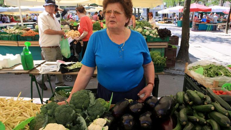 Prodajalka na ljubljanski tržnici.