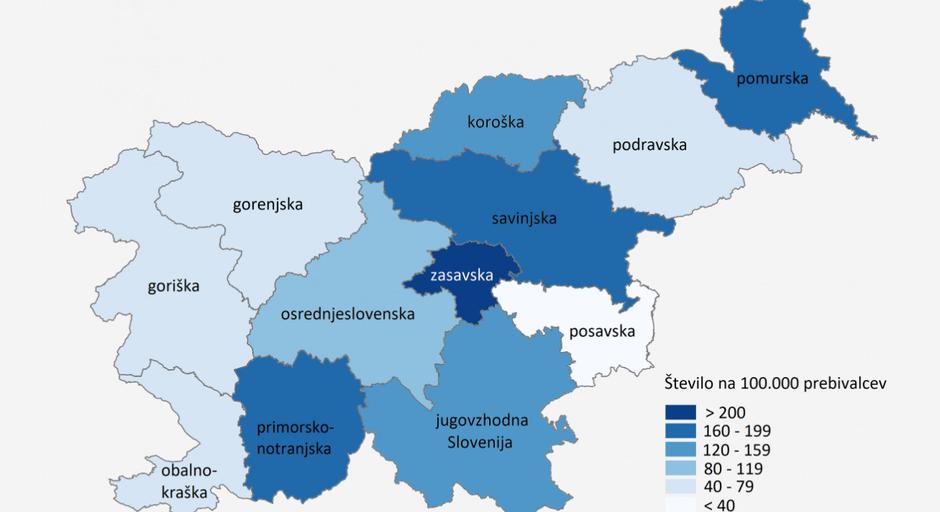 Podatki o okužbah po regijah | Avtor: NIJZ