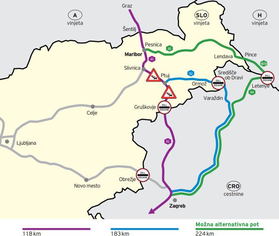 Alternativne poti za pot proti Hrvaški | Avtor: Dars