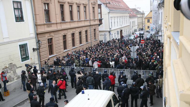 Slika torkovega protesta v Zagrebu. (Foto: Tomislav Miletić/Pixsell)