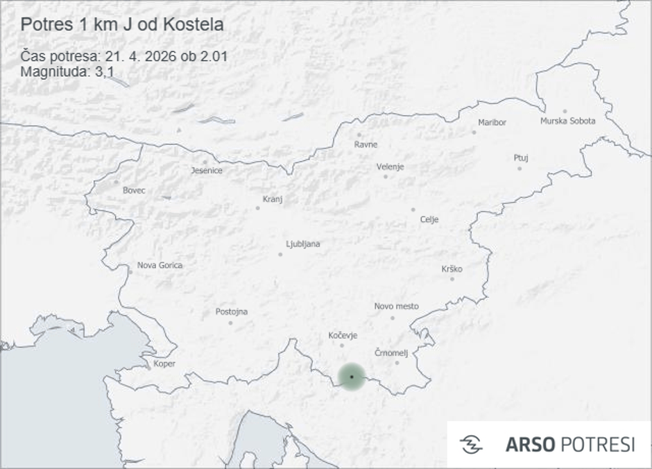 potres Slovenija Kostel | Avtor: ARSO