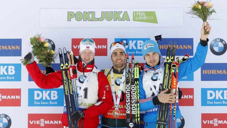 Johannes Thingnes Boe Martin Fourcade Anton Šipulin Pokljuka