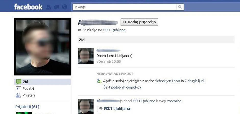 2. primer lažnega profila | Avtor: Prtscreen Facebook