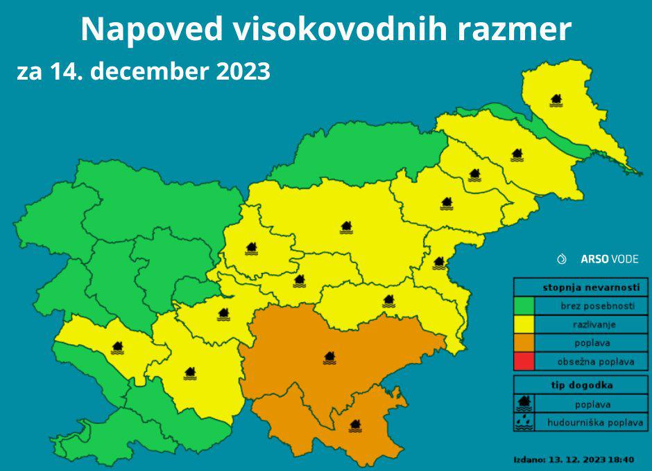 Opozorilo pred poplavami | Avtor: Arso