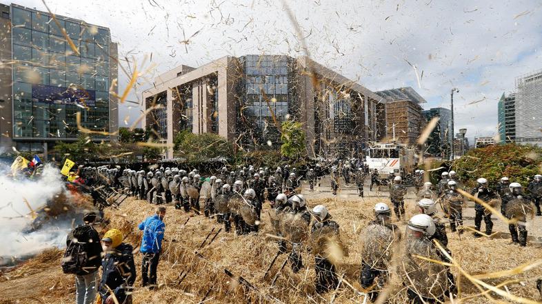 Protesti kmetov v Bruslju