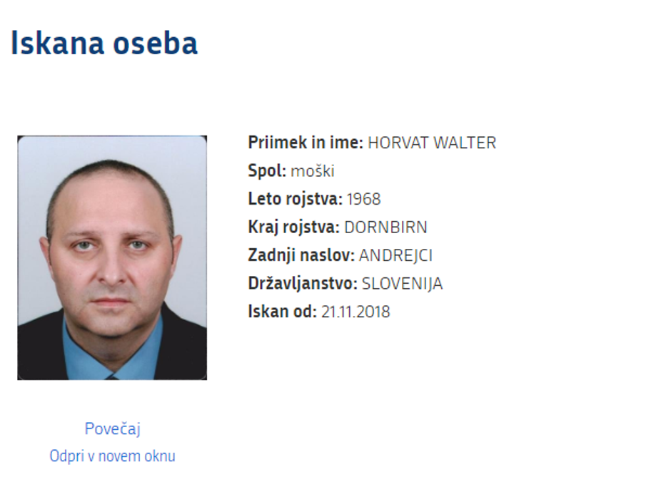 Walter Horvat, iskana oseba | Avtor: Policija