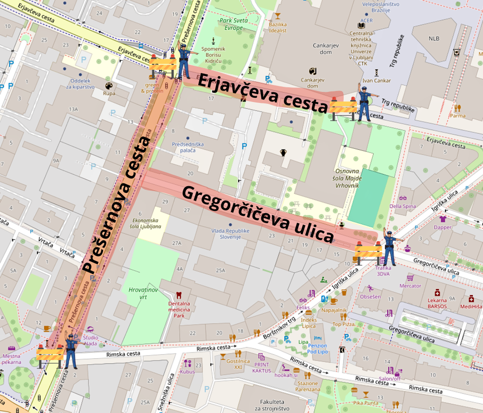zapore cest v Ljubljani