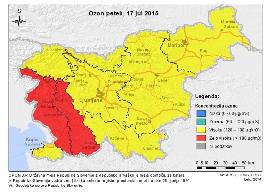 Opozorilo zaradi ozona | Avtor: Arso