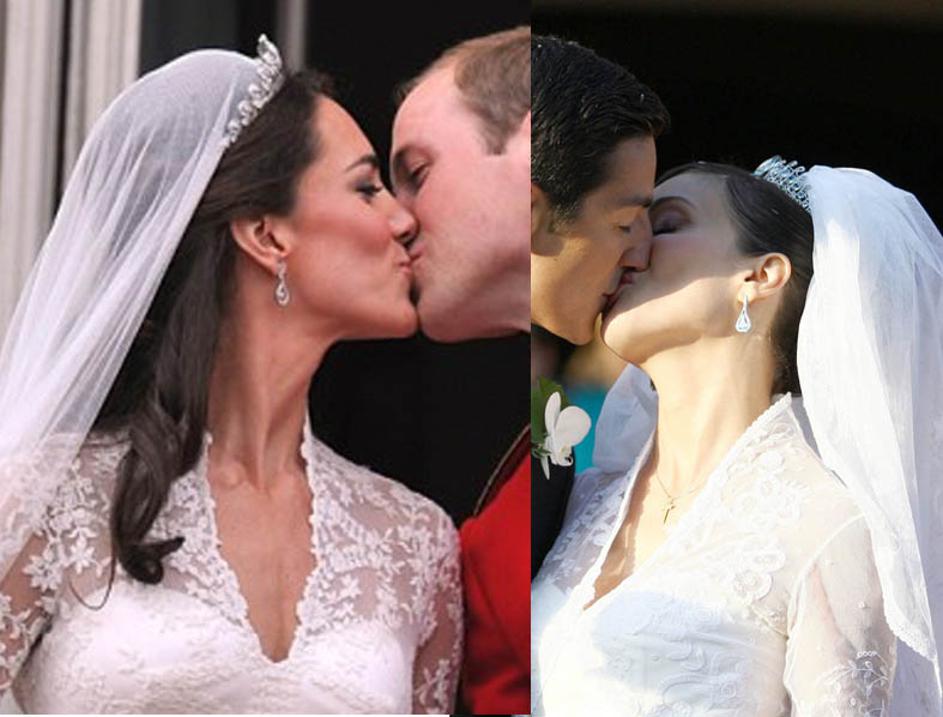 Nevesti nosita skoraj identični obleki. (Foto: Žurnal24/EPA)