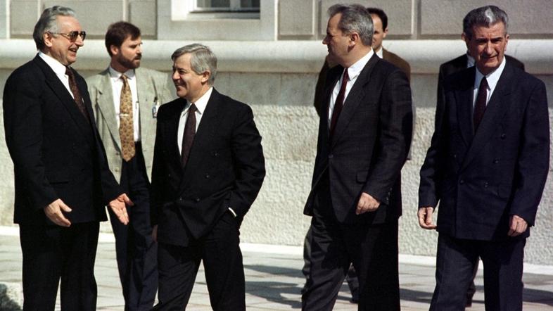 Franjo Tudjman, Milan Kučan in Slobodan Milošević