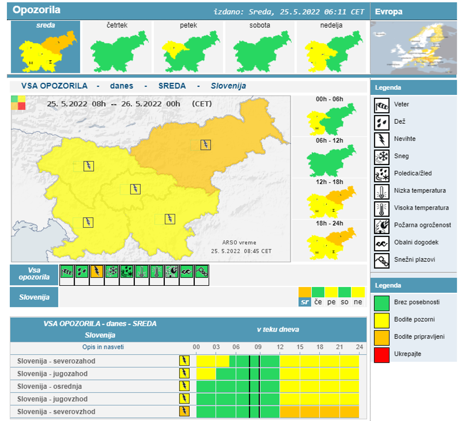 Arso opozorilo | Avtor: Arso/meteo.si