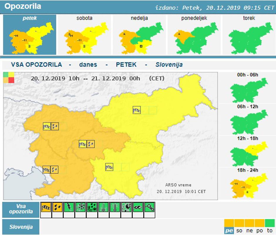 alarm opozorilo arso | Avtor: prtscr Meteo.si