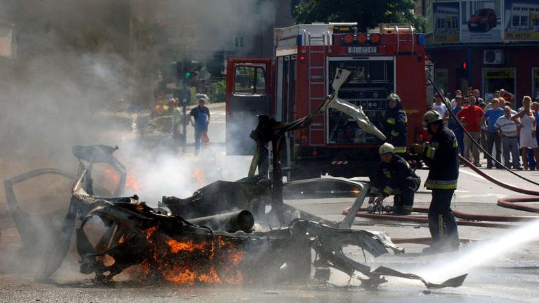 Huda nesreča v središču Reke se je končala s smrtjo voznika. (Foto: Goran Kovači