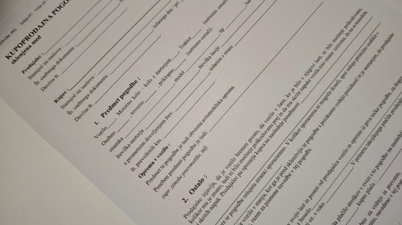 Kupoprodajna pogodba, prepis avtomobila oz. vozila