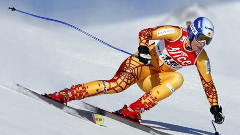 Kanadčanka Emily Brydon je bila najhitrejša na treningu smuka.