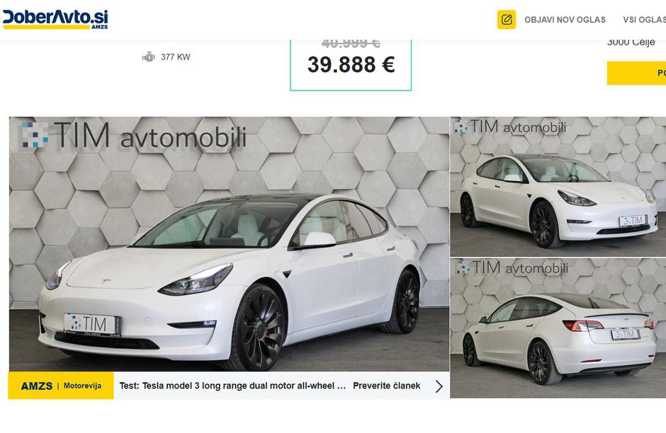 Rabljena tesla na spletnem portalu DoberAvto | Avtor: Doberavto