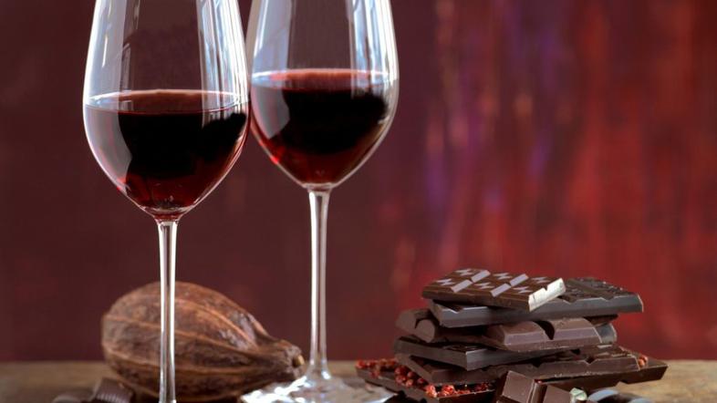 rdeče vino, čokolada
