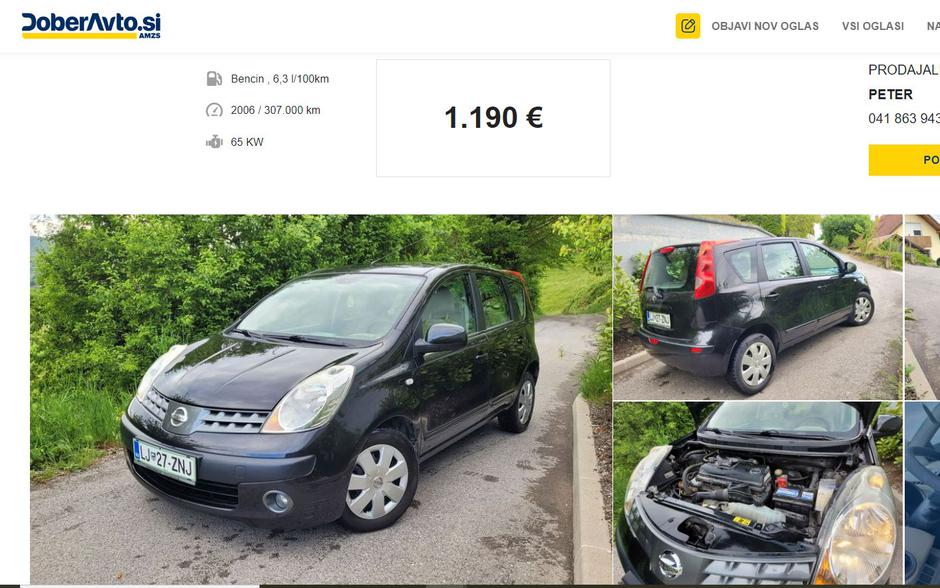 Oglas za rabljen avto na spletni strani Doberavto.si | Avtor: Doberavto