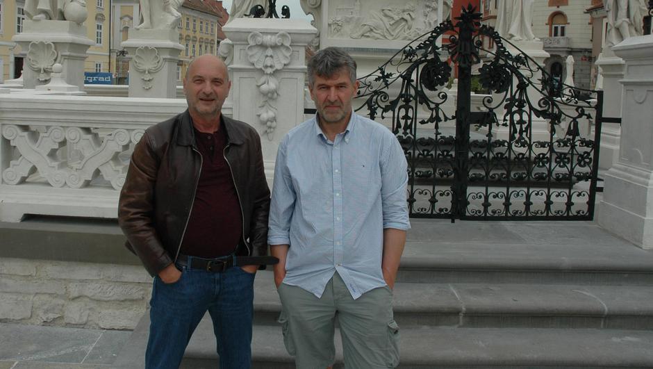 Dario Varga, ki upodablja Martina Vrena in Avgust Demšar, avtor knjige in scenarist | Avtor: Andreja Cilenšek