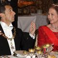 Francoski predsednik Sarkozy med večerjo s špansko kraljico Sofijo.