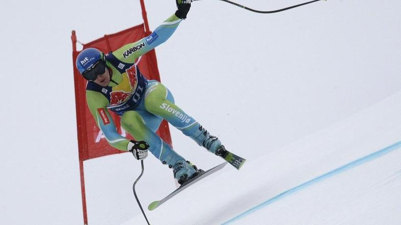 Andrej Šporn je že na treningu odločno napadel na progi Kandahar v Garmisch-Part