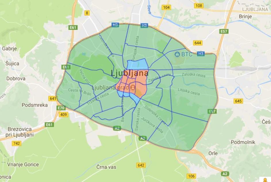 Zemljevid Ljubljane