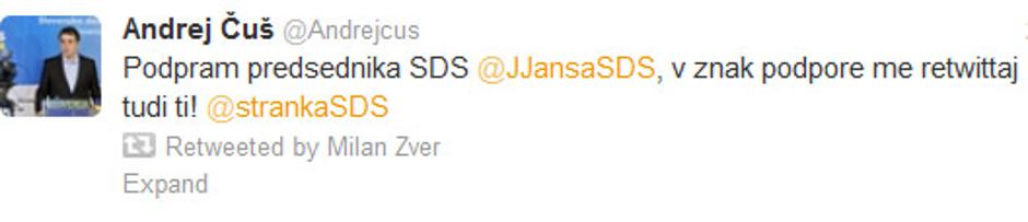 retvit za Janšo | Avtor: Reševalni pas/Twitter