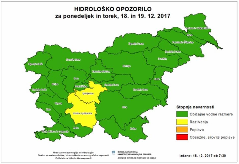 Hidrološko opozorilo | Avtor: Arso