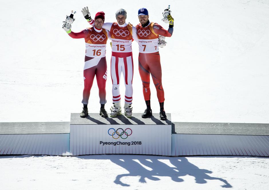 Feuz Mayer Jansrud OI 2018 SVSL | Avtor: Epa