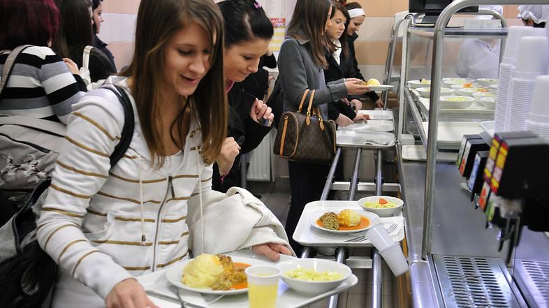 Ljubljana 28.01.10 srednja ekonomska sola, Roska cesta, menza, dijaki, hrana, pr