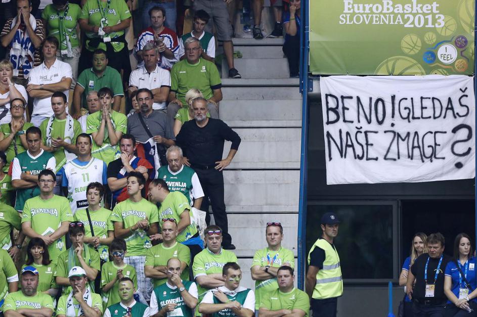 Eurobasket 2013 Slovenija-Hrvaška Udrih napis transparent Celje Zlatorog