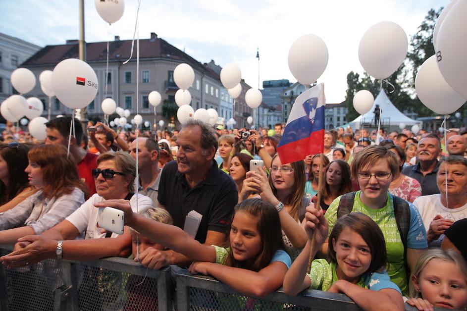 Sprejem olimpijcev na Kongresnem trgu