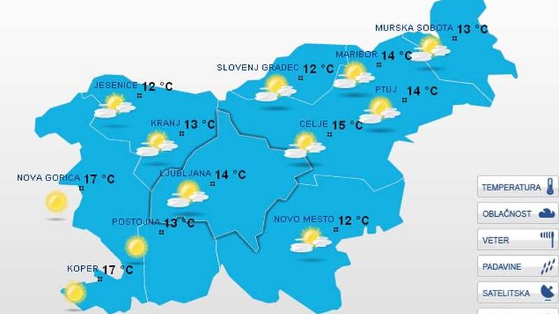 Vremenska slika za jutrišnji dan. (Foto: Zurnal24)