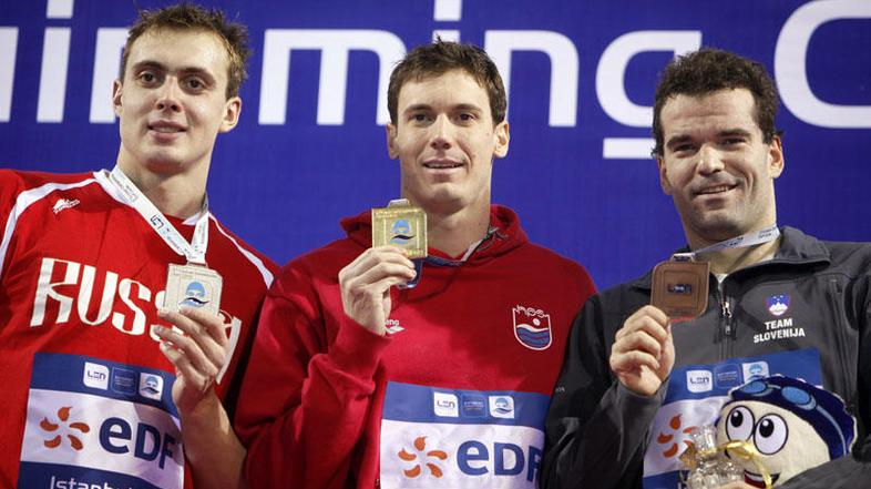 Peter Mankoč (desno) je bil s tretjim mestom zadovoljen. (Foto: Reuters)