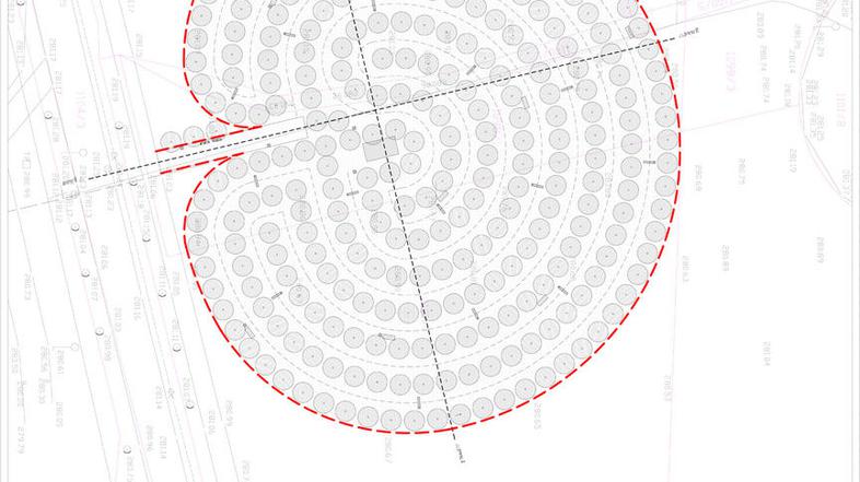 Drevesa vrste kanadska čuga bodo posadili tako, da bo imel park obliko labirinta