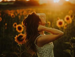 Vrt, poletje, sonce, ženska, narava