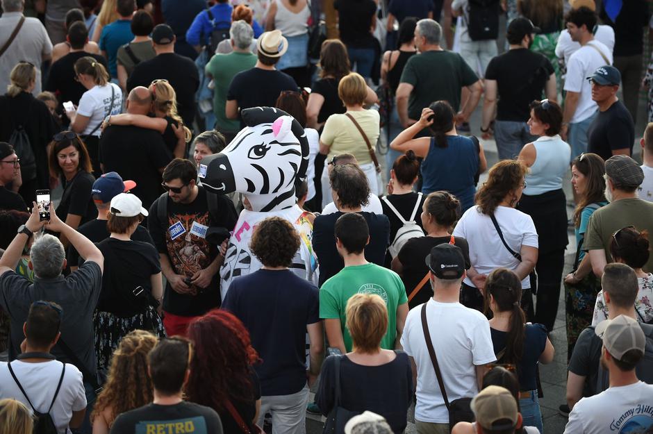 protestnik oblečen v zebro na protestu v Budimpešti | Avtor: Profimedia