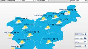 Vremenska napoved za jutrišnji dan. (Foto: Zurnal24)