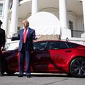 Donald Trump in Tesla in Elon Musk