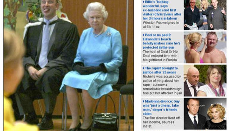 Daily Mail se je pozabaval iz izrazov na obrazu ravnatelja in kraljice.