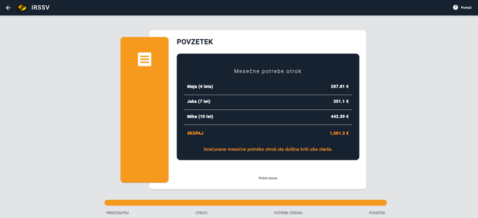 Preživninski kalkulator | Avtor: MDDSZ