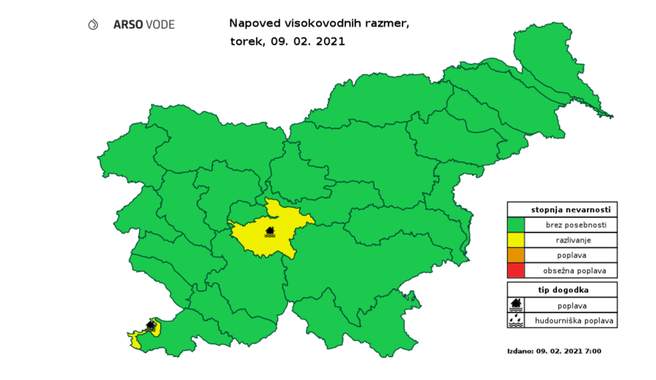 Opozorilo pred poplavami | Avtor: Arso 